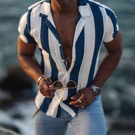 

Casual Stripes Shirts, Blue stripe, Blouses&Shirts
