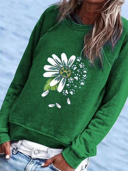 Felpa Dritto Maniche Lunghe, Verde, Blouses & Shirts