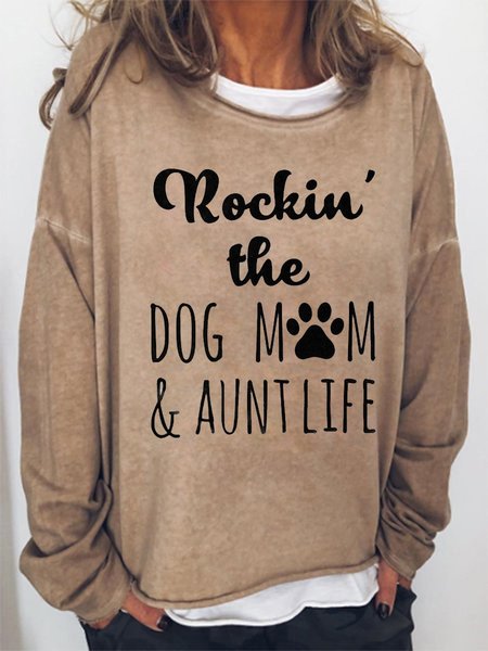

Rockin' The Dog Mom & Aunt Life Women's Sweatshirts, Light brown, Hoodies&Sweatshirts