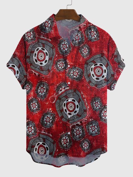 

Men's Tribal Shirt Collar Shirts, Red, Men's Floral shirt