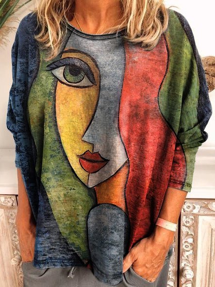 

Striped Cotton-Blend Long Sleeve Casual Top, Multicolor, Shirts & Blouses