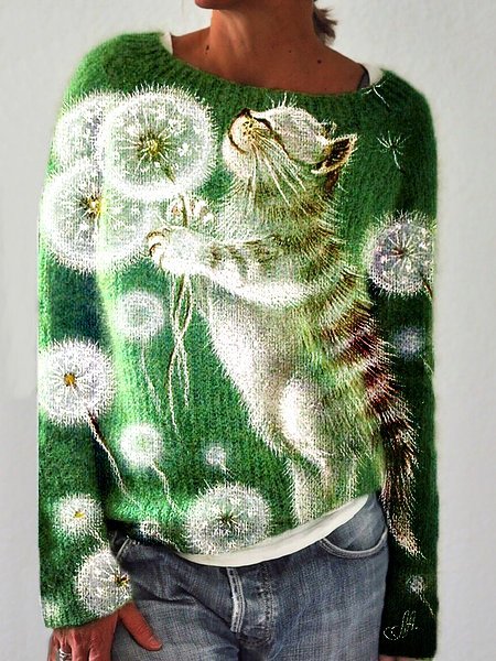 

Camicie & Top Animale Casuale Maniche Lunghe, Verde, Blouses & Shirts