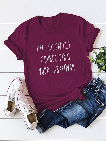 

Casual Cotton Short Sleeve T-shirt, Wine red, Tees & T-shirts