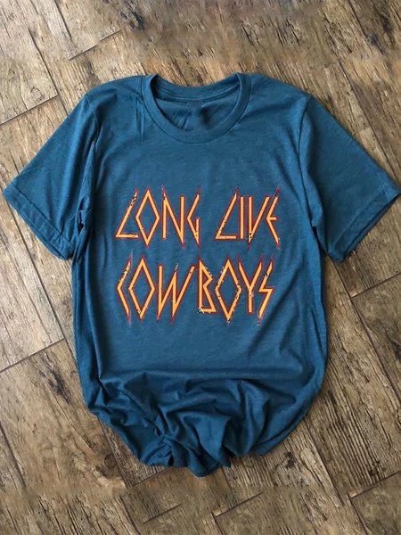 

Crew Neck Casual T-shirt, Blue, Tees & T-shirts