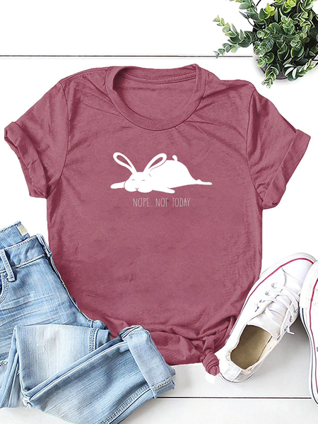 

Short Sleeve Vintage Cotton-Blend Animal Tops, Cameo brown, Tees & T-shirts