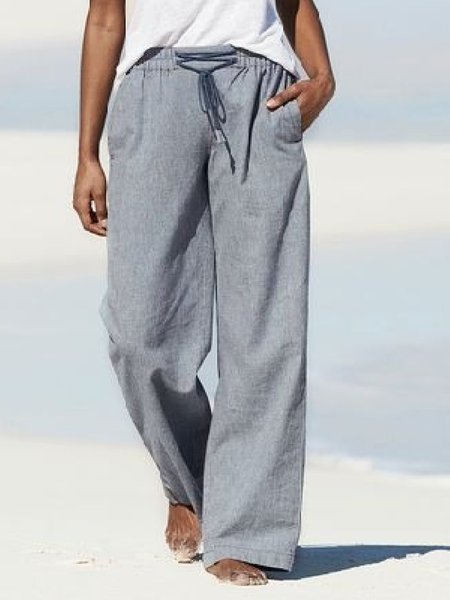 

Casuale Tasche Solido Pantaloni, Grigio, Bottoms