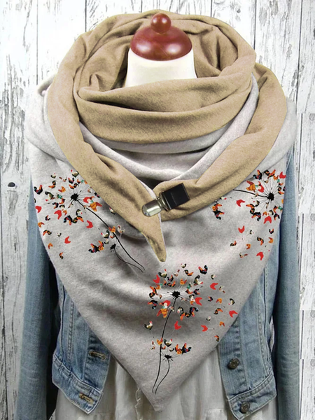 

Rooster Dandelion Graphic Scarf, Brown, Accessories
