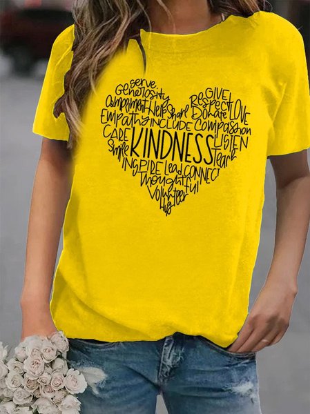 

Camicie & Top Lettera Maniche Corte Misto Cotone Girocollo, Giallo, Blouses & Shirts