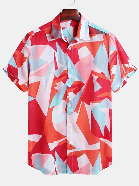

Men's Geometric Basic Shirts, Red, Shirts ＆ Blouse