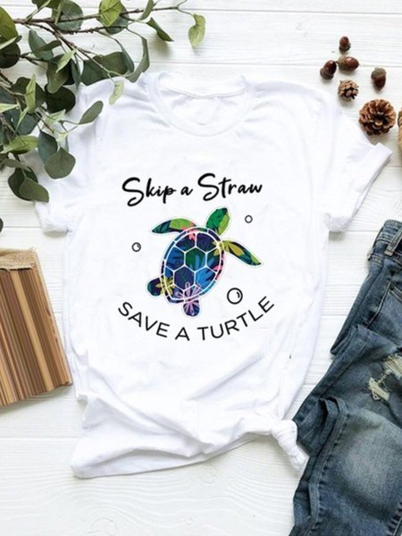 

Cotton Short Sleeve Casual T-shirt, White, Tees & T-shirts