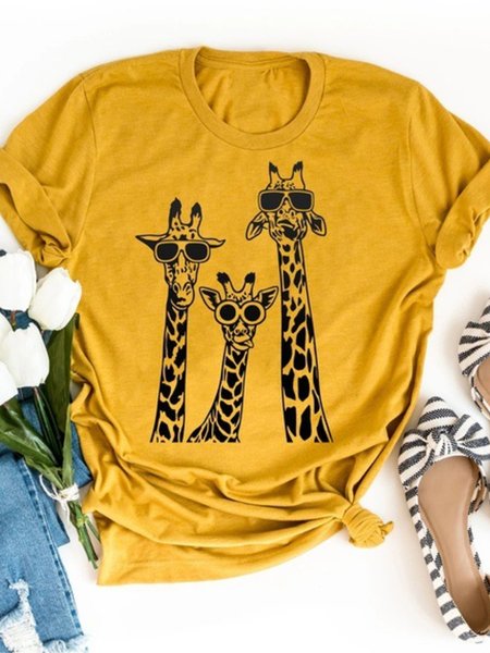 

Crew Neck Short Sleeve Cotton T-shirt, Yellow, Tees & T-shirts