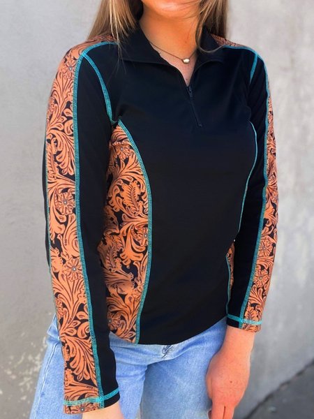 

Long Sleeve Vintage V Neck Floral Shirts & Tops, Black, Tops