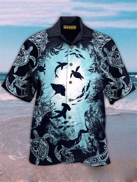 

Camicie & Top Stampato Vintage Animale, Blu, Men's Top