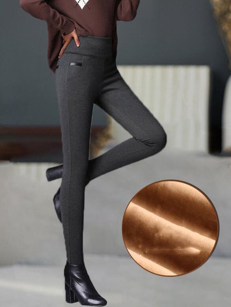 

Solid Color Plus Size Sexy Vintage Leggings High Waist Fleece Lined Leggings for Women Winter Warm Leggings Tummy Control, Gray, Leggings