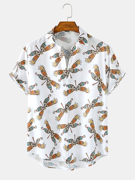 

Men's Cartoon Vintage Shirts, White, Men's Floral shirt