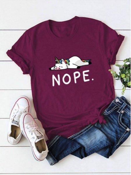 

Casual Short Sleeve T-shirt, Wine red, Tees & T-shirts