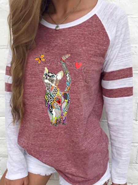 

Cotton Crew Neck Long Sleeve Holiday Shirts & Tops, Red, Tops
