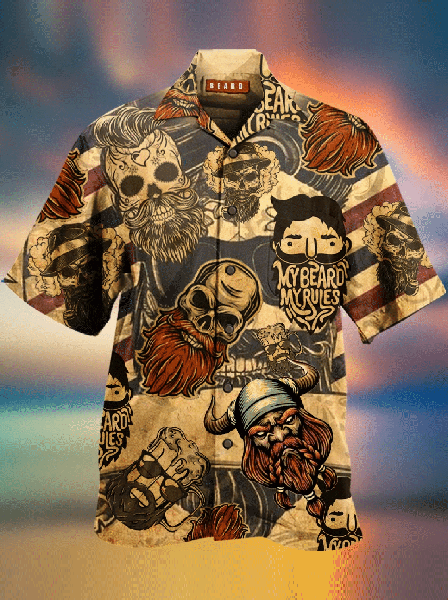 

Printed Shirt Collar Cotton-Blend Shirts, Skull, Men's Floral shirt