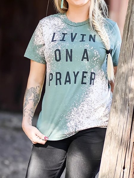 

Letter Casual Short Sleeve T-shirt, As picture, Tees & T-shirts