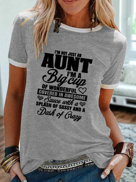 

I'm Not Just An Aunt Women's contrast round neck T-shirt, Gray, T-shirts