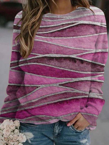 

Felpa Casuale Maniche Lunghe Onda Stampato, Rosa, Hoodies & Sweatshirts