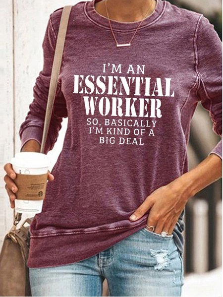 

I Am An Essential Worker Women's Sweatshirt, Purple, Hoodies&Sweatshirts
