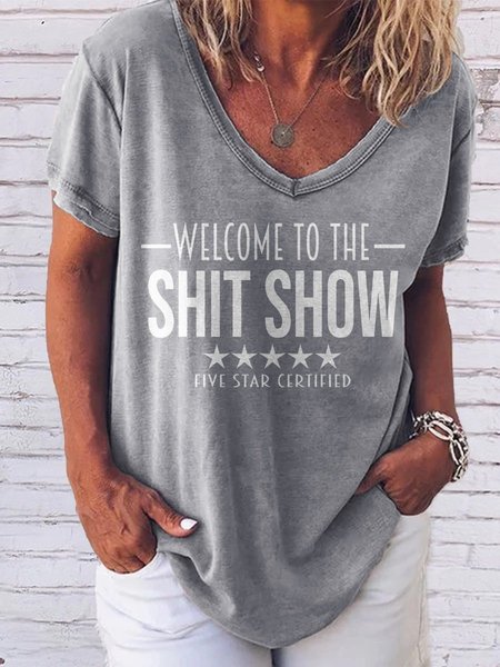 

Welcome to the Shit Show Graphic Round Neck Short Sleeve Tee, Gray, T-shirts