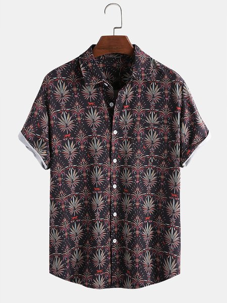 

Men's Vintage Shirt Collar Shirts, Red, Men's Floral shirt