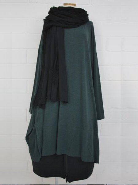 

Crew Neck Simple Long Sleeve Dresses, Green, Dresses