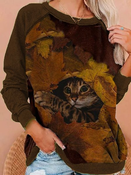 

Camicie & Top Casuale Maniche Lunghe, Marrone, Hoodies & Sweatshirts