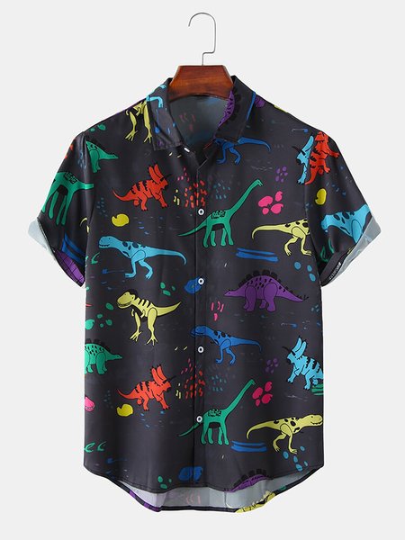 

Men's Vintage Cartoon Shirts, Black, Men's Floral shirt