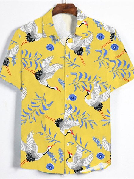 

Shirt Collar Casual Shirts & Tops, Yellow, Men's Floral shirt