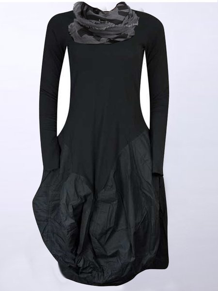 

Abito Maniche Lunghe Girocollo, Nero, Casual Dresses