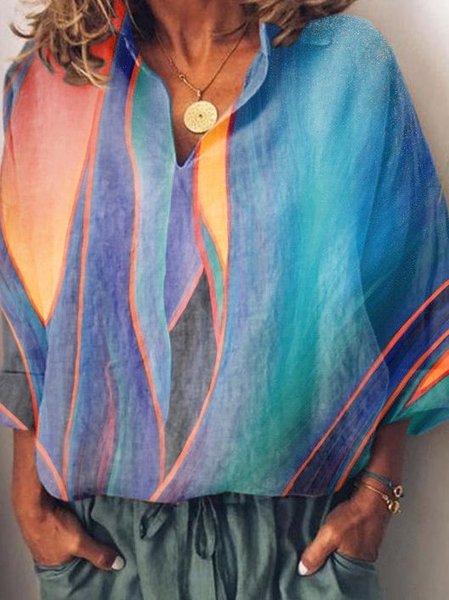 

3/4 Sleeve Blouse, As picture, Tops