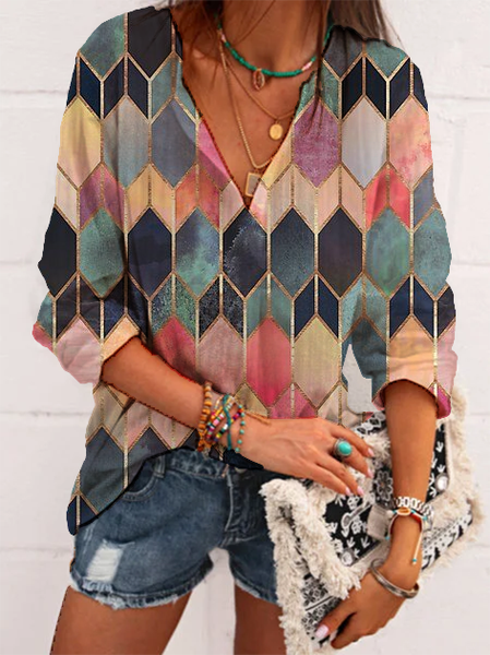 

Camicie & Top Geometrico Maniche Lunghe, Multicolore, Sweater