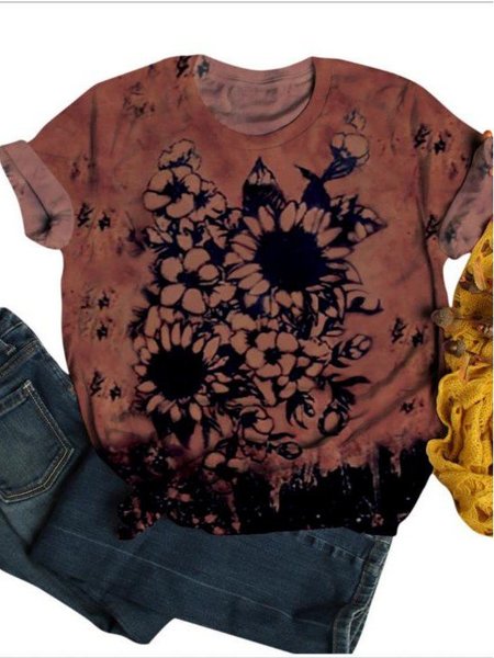 

Floral-Print Vintage T-shirt, Brown, Tees & T-shirts