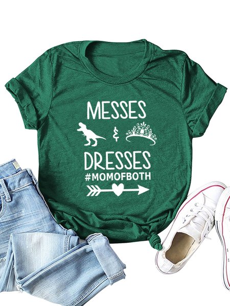 

Casual Cotton-Blend Short Sleeve T-shirt, Deep green, Tees & T-shirts