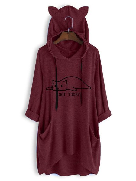 

Cotton Long Sleeve Shirts & Tops, Wine red, Tops