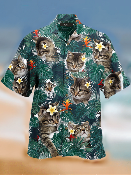 

Vintage Shirts, Green, Men's Floral shirt