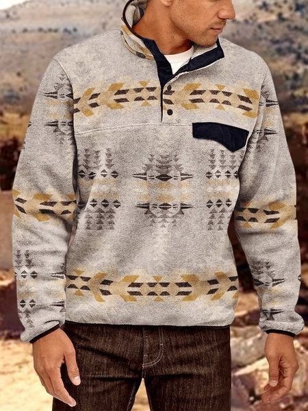 

Vintage Stampato Felpa Accostare Misto Cotone, Grigio, Hoodies&Sweatshirts