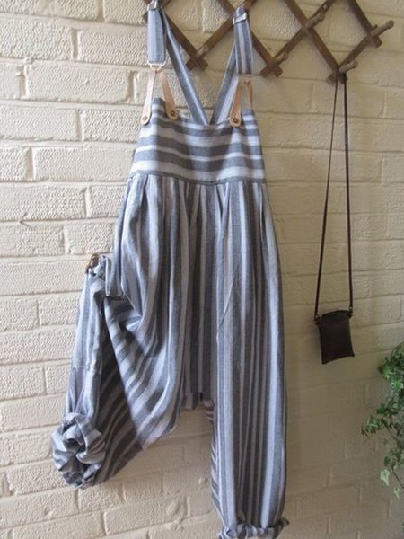 

Vintage Cotton-Blend Jumpsuit & Romper, Light blue, Jumpsuits