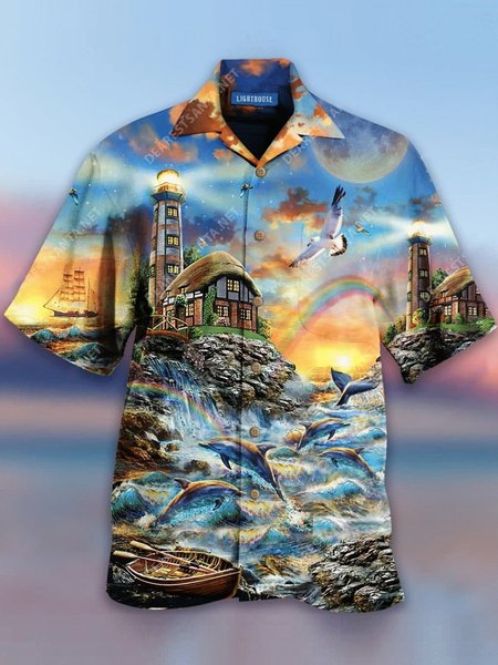 

Casual Cotton-Blend Shirts, Blue, Shirts ＆ Blouse