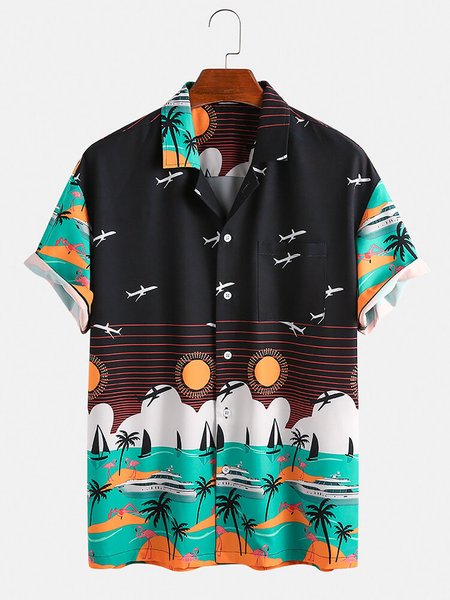 

Men's Shirt Collar Basic Shirts, Black, Shirts ＆ Blouse