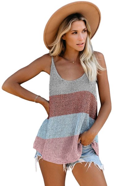 

Crew Neck Casual Shirt & Top, Picture color, Tanks & Camis