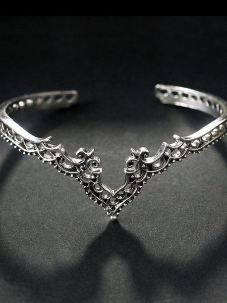 

Retro exaggerated hollow pattern lace bracelet, Silver, Bracelets