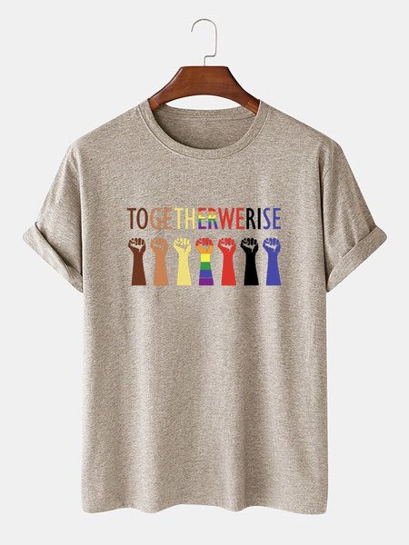 

Crew Neck Printed Ombre Tee Shirts & Tops, Light khaki, Men's t-shirts