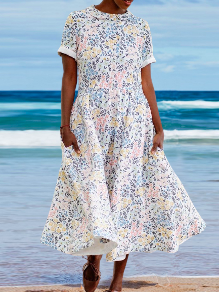 

Bohemian Girocollo Abito, Bianco, Summer dresses