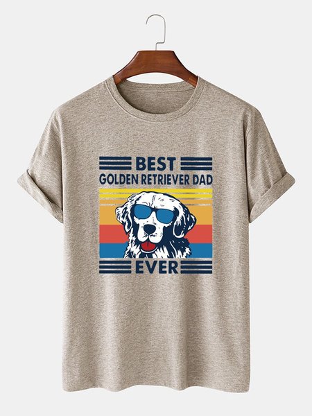 

Crew Neck Printed Animal Tee T-shirt, Light khaki, Men's t-shirts