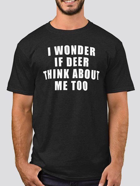

Cotton-Blend Crew Neck Letter Tee Shirts & Tops, Black, Men's Clothing