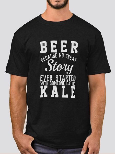 

Holiday Letter Cotton-Blend Tee Shirts & Tops, Black, Men's Clothing